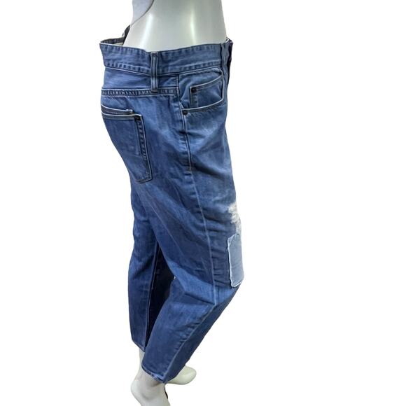 J.Crew Distressed Patchwork Boyfriend Jeans Plaid Detail Size 30 Crop Ankle - Picture 4 of 16